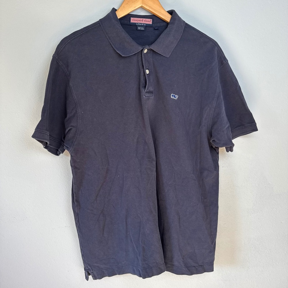 Vineyard Vines Mens Blue Short Sleeve Hampton Pique Whale Logo Polo Shirt Size L